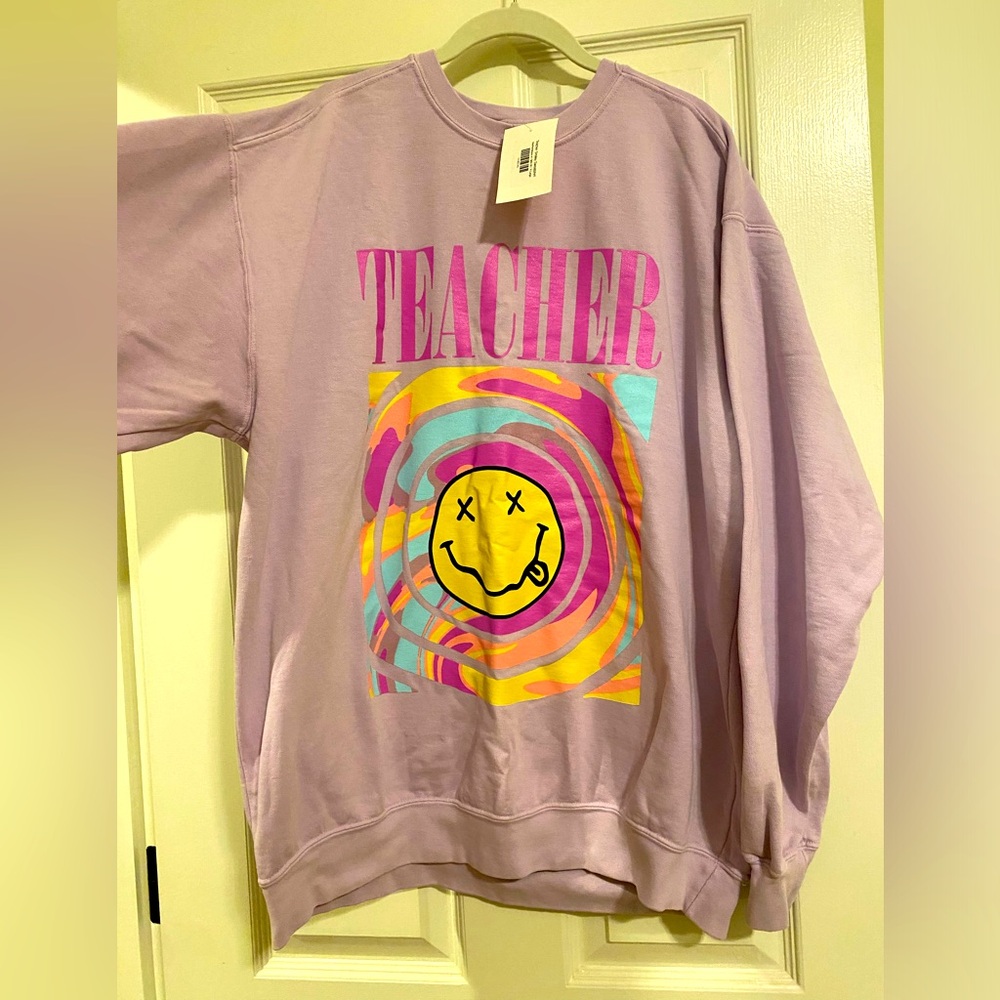 NWT GYTO Collective Nirvana Teacher Smiley Sweatshirt XL